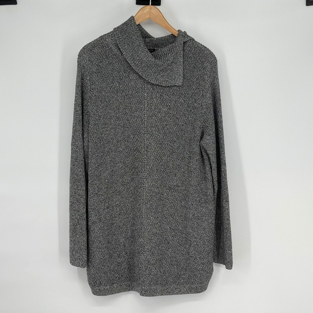 Talbots Gray‎ Marled Cowl Neck Long Sleeve Tunic Sweater XL Casual Cozy Classic